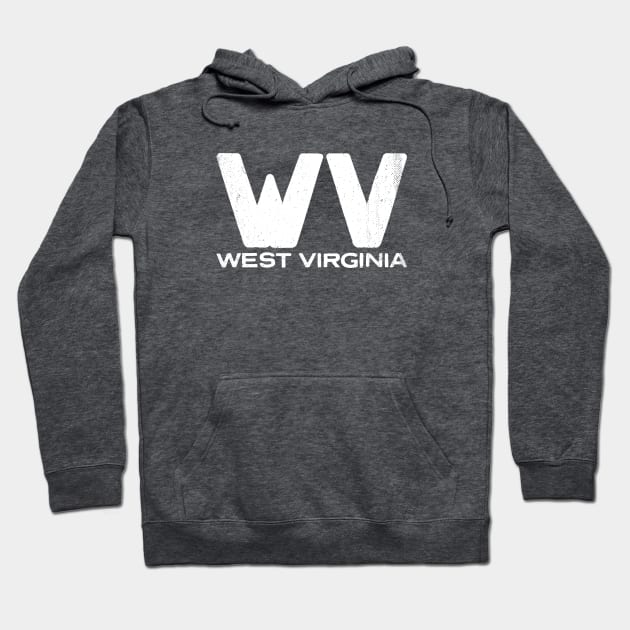 WV West Virginia Vintage State Typography Hoodie by Commykaze